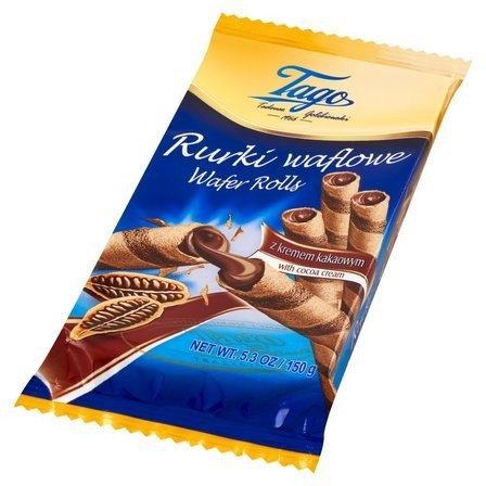 Rurki waflowe z kremem kakaowym 150g TAGO rolki