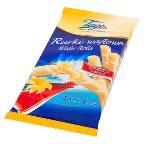 Rurki waflowe z kremem waniliowym 150g TAGO rolki
