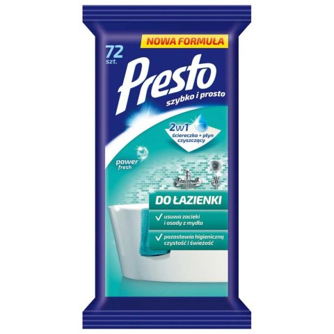 PRESTO Ściereczki nawilżane do łazienek 72szt., białe 011460