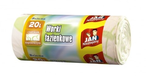 JAN NIEZBĘDNY, Worki łazienkowe, z nadrukiem, nieprzezroczyste, 20l, 20szt., białe, 32874