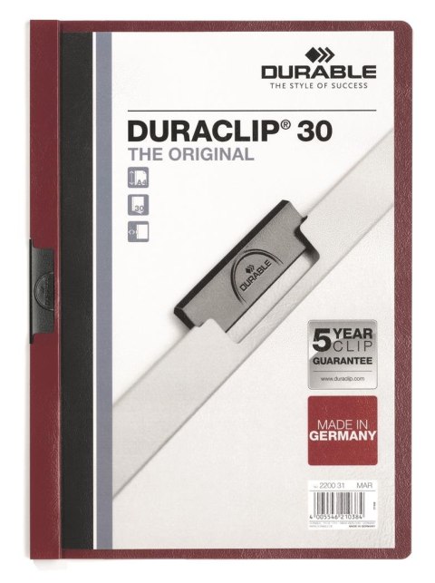 Skoroszyt DURABLE DURACLIP Original 30 ciemno czerwony 2200-31