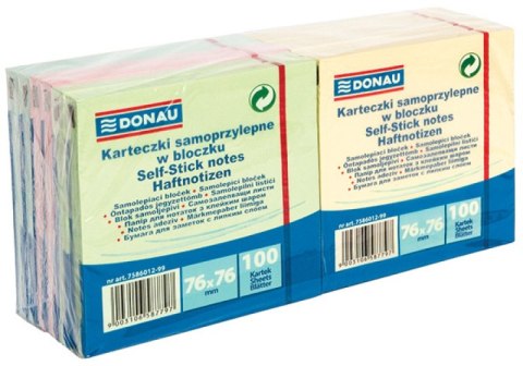 Bloczek samoprzylepny DONAU 76x76 mix kolorów (12 sztuk) 7586012-99
