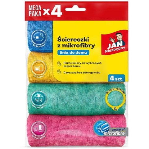 JAN NIEZBĘDNY Ściereczki z mikrofibry, 4 szt., mix, 55832