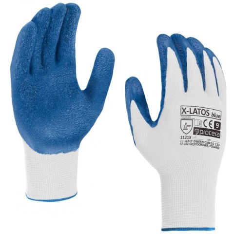 RĘKAWICE OCHRONNE POWLEKANE LATEKSEM X-LATOS BLUE ROZM. 7