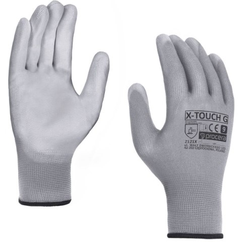RĘKAWICE OCHRONNE POWLEKANE PU X-TOUCH GREY