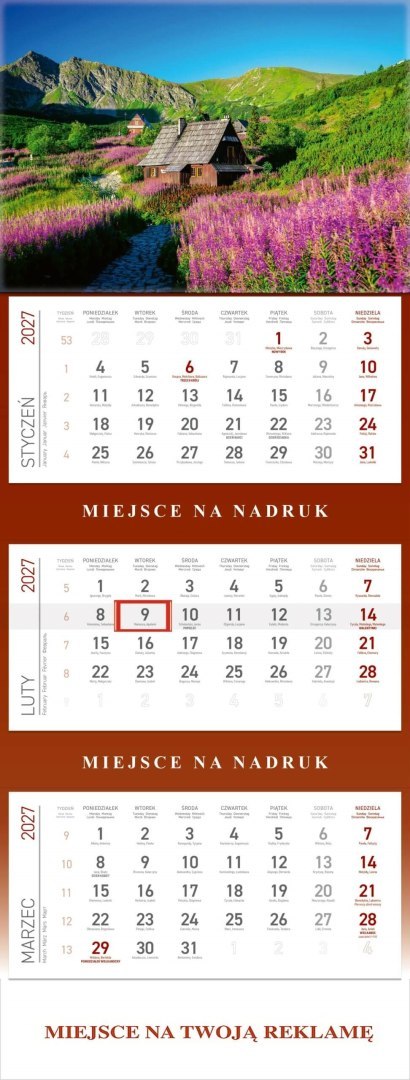 Kalendarz Trójdzielny 2027, KS055B HALA GĄSIENICOWA, WOKÓŁ NAS