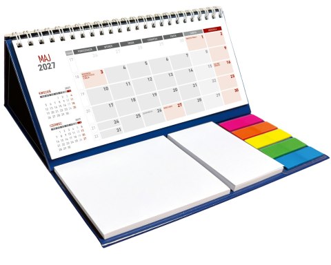 Kalendarz z notesem miesięczny spiralowany, 2027, KB054B GRANAT, WOKÓŁ NAS