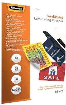Folie do laminacji samoprzylepne A3 80mic., pakowane po 25 sztuk 5601803 FELLOWES