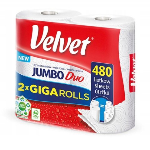 RęcznikVELVET JUMBO DUO 2 rolki 2warstwy 2x240listków SALE
