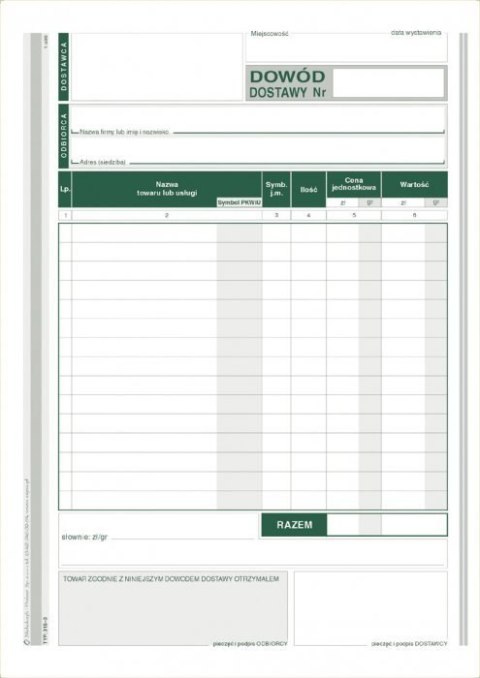 Dowód dostawy A5, 80 kartek wielokopia, 10-315-3 DOTTS