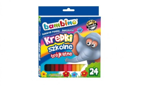 Kredki 24 kolory szkolne trójkątne 2076 BAMBINO 18cm MAJEWSKI