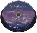 Płyta DVD+R VERBATIM CAKE (10) 4.7GB x16 Matt Silver 43498