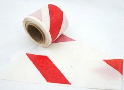 Taśma ostrzegawcza 80mm x 100m biało-czerwona nieprzylepna