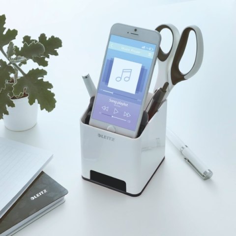 Kubek na długopisy Leitz WOW ze wzmacniaczem dźwięku, czarny 53631095 .