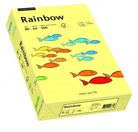 Papier xero kolorowy A4 80g 500 ark. RAINBOW R12 jasnożółty 88042297
