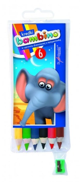 Kredki BAMBINO w oprawie drewnianej z temperówką, 6 kolorów 0232