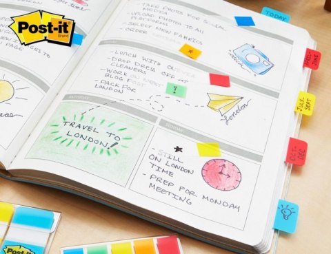 Zakładki indeksujące POST-IT do archiwizacji (676-AYPV), PP, silne, 16x38mm, 4x10 szt., mix kolorów