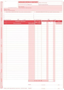 Arkusz spisu z natury A4, 48 kartek wielokopia 10-341-1 DOTTS