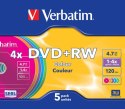 Płyta DVD+RW VERBATIM SLIM Color 4.7GB x4 (5 szt.) 43297
