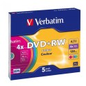 Płyta DVD+RW VERBATIM SLIM Color 4.7GB x4 (5 szt.) 43297