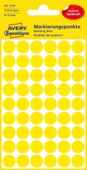Kółka do zaznaczania śr. 12 mm, żółte etykiety papierowe, etykiety okrągłe z trwałym klejem, etykiety do oznaczenia 270 etyk. / 