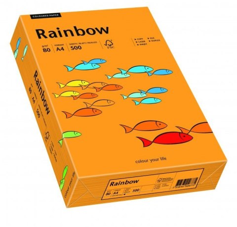 Papier xero kolorowy A4 80g 500 ark. RAINBOW R24 pomarańczowy 88042431
