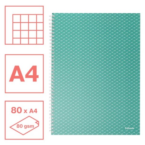 Kołonotatnik Colour Breeze A4, w kratkę, zielony Esselte 628477