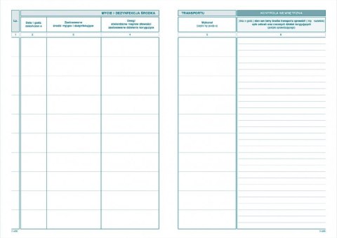 Rejsestr mycia i dezynfekcji komory ładunkowej środka transportu A5, 32 strony offset, 10-H91-3 DOTTS