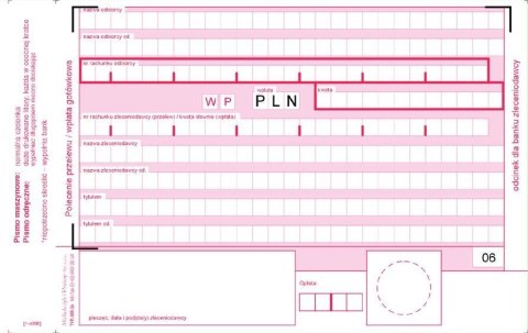 S-449-5 Polecenie przelewu A6 wpłata gotówkowa 2odcinkowe w składkach pud-20
