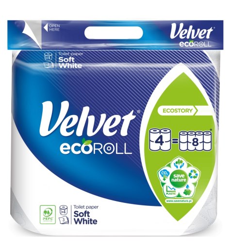 Papier toaletowy Velvet Ecoroll Soft White biały 4 rolki