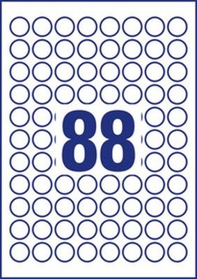 Etykiety o nietypowych kształtach, A4, 10 ark./op., Q20 mm, okrągłe, trwałe, AVERY ZWECKFORM, 6222.10.01