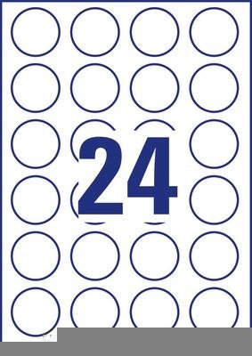 Etykiety o nietypowych kształtach, A4, 10 ark./op., Q40 mm, białe, AVERY ZWECKFORM, L3415-10