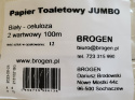 Papier toaletowy JUMBO biały celuloza 2 warstwowy 100M BROGEN (12 rolek w opakowaniu)