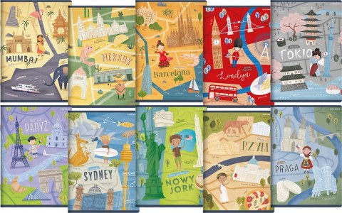 Zeszyt_TOP 2000 CITIES OF THE WORLD A5 32k 70g mix linia podwójna kolorowa 400157923 SALE